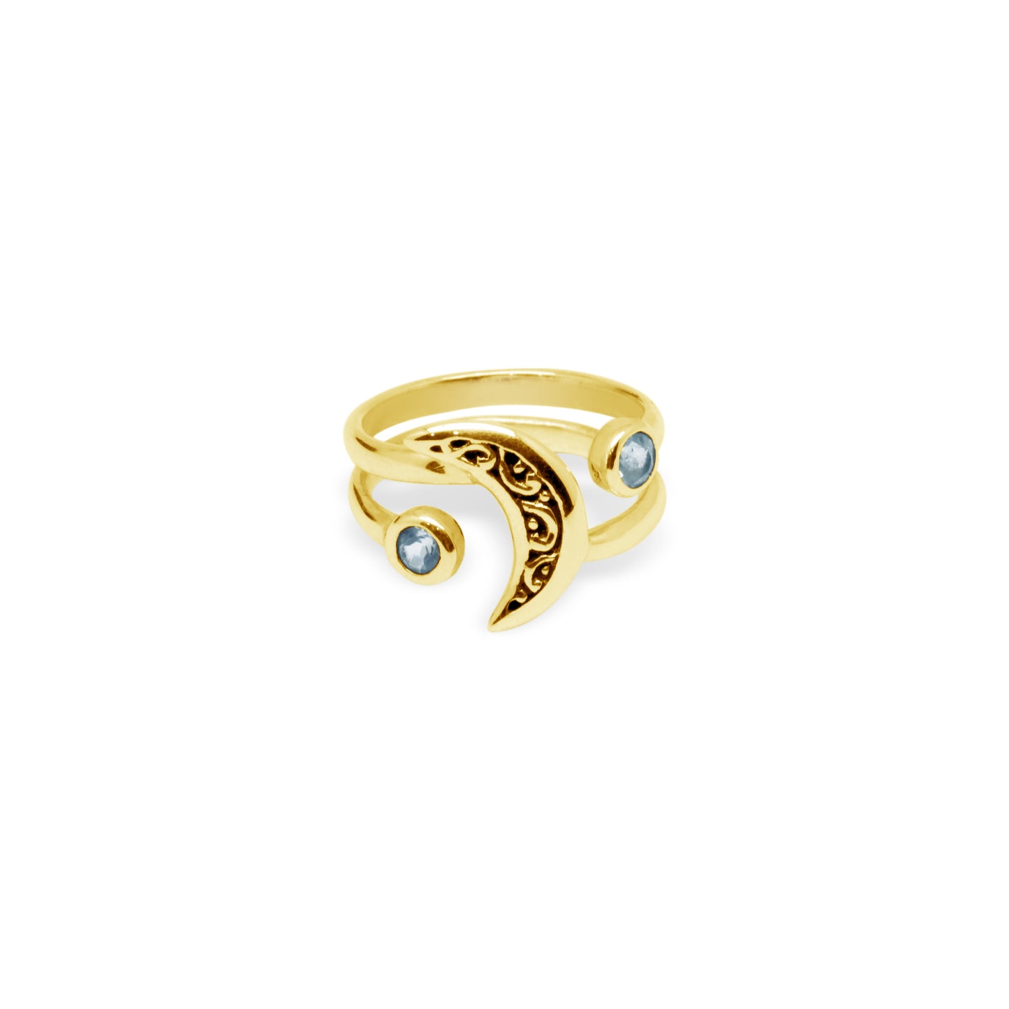 Stellar Ring: Celestial 18k gold Moon Ring